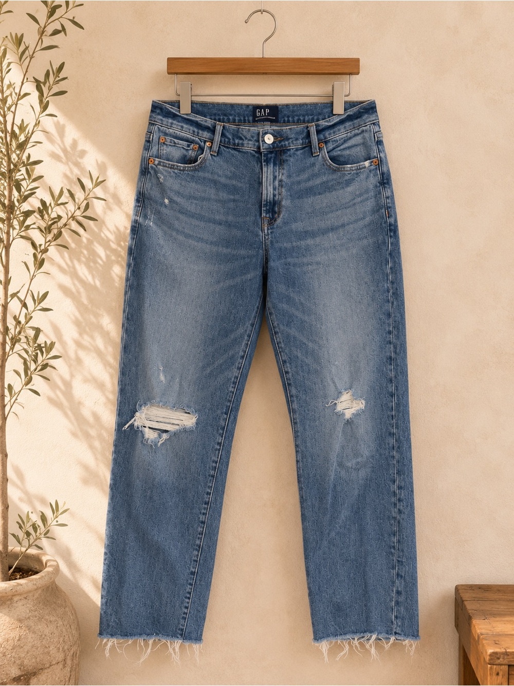 GAP Women's Distressed girlfriend Jeans